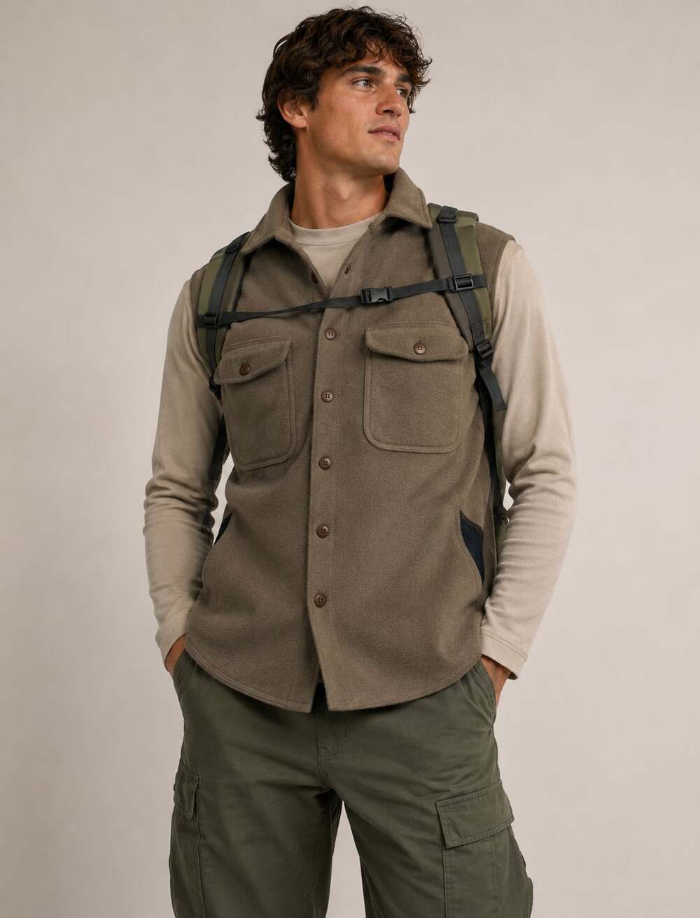 Vintage J.Crew Fleece Vest Gorpcore Earthy Outdoor Utility Brown XL